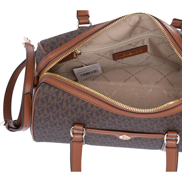 Michael Kors Jet Set Travel Medium Duffle Bag Satchel Brown MK Signature - Picture 5 of 5